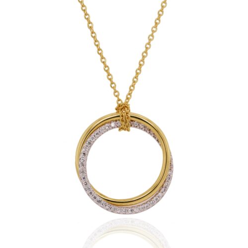 Pave Set Yellow & White Ring Necklace