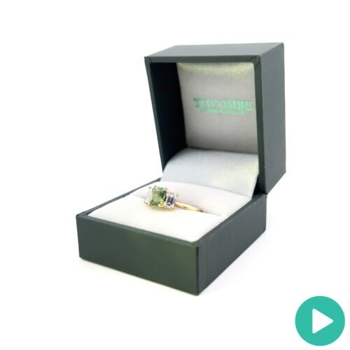 Catherine Trilogy Radiant Green Sapphire Ring ]