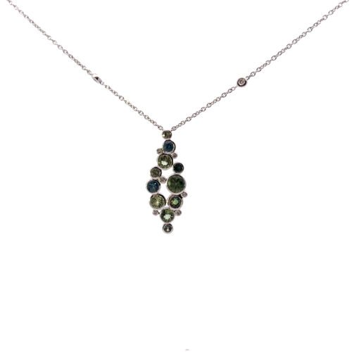 Multi Teal Sapphire Pomegranate Necklace