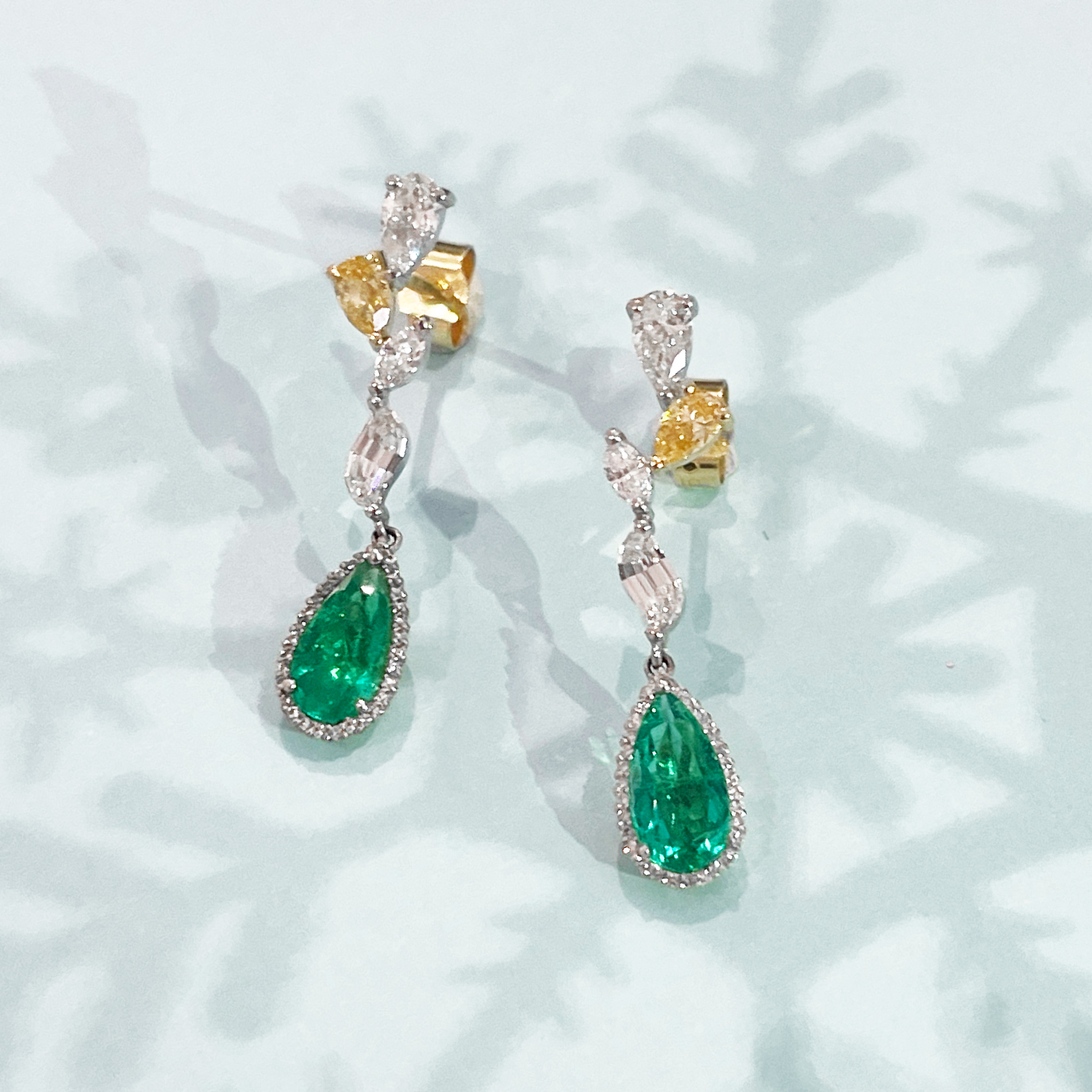 Emerald Diamond Fancy Cut Earrings