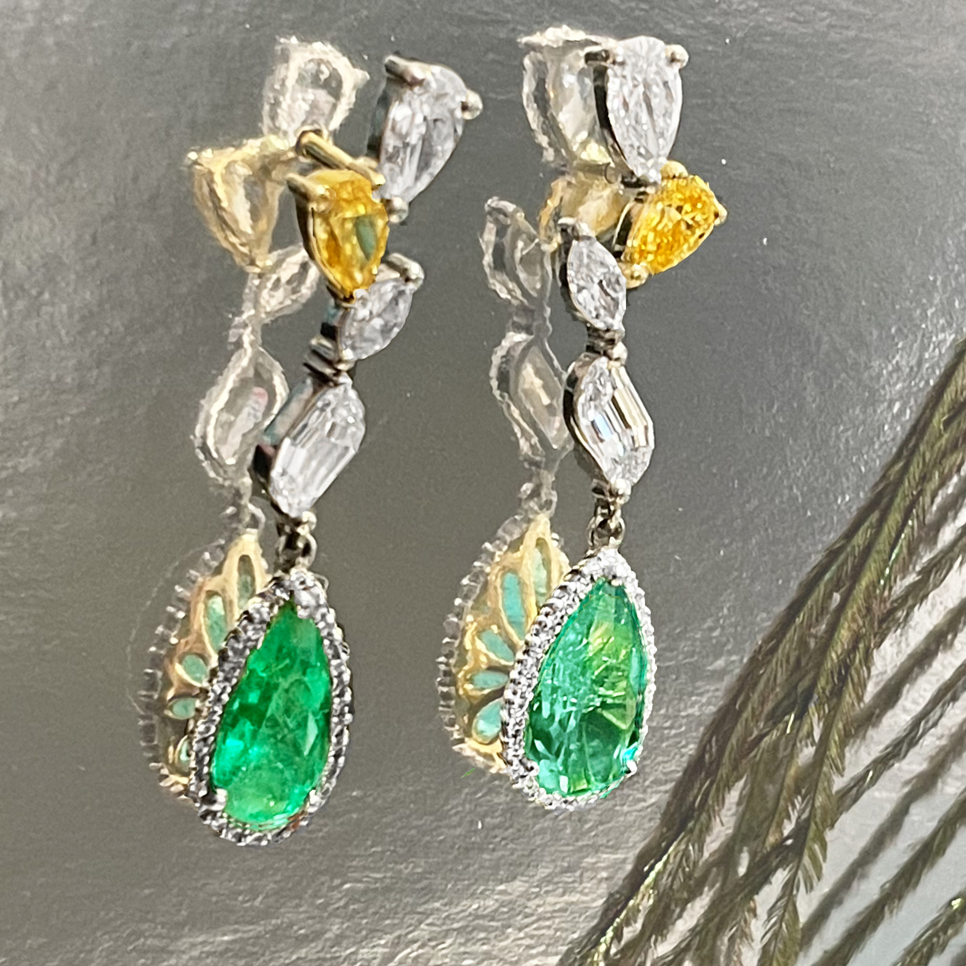 Emerald Diamond Fancy Cut Earrings