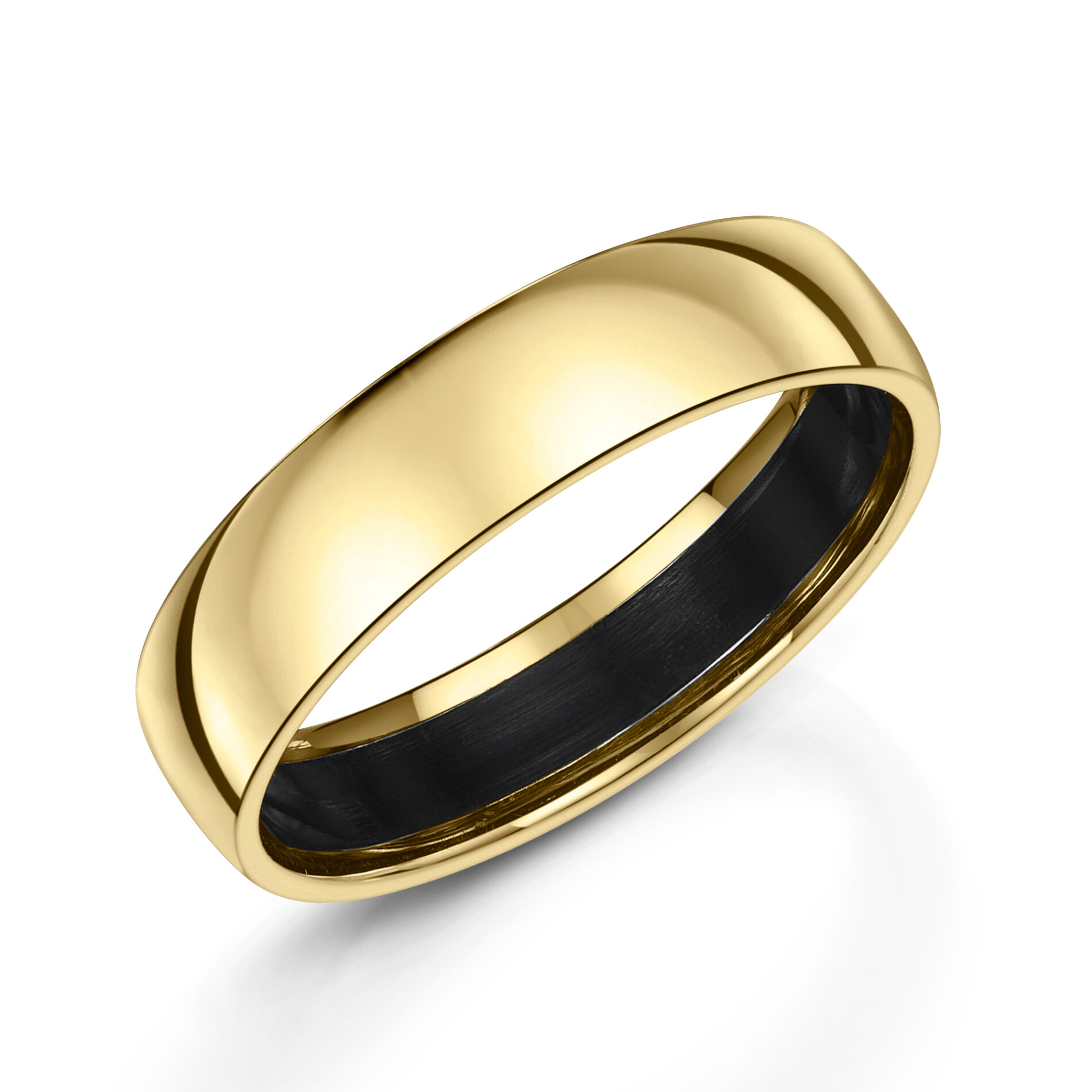 Yellow Gold Polished Court Ring Zirconium Inlay