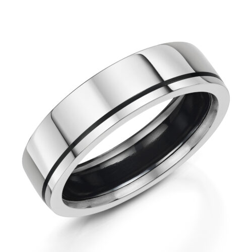 Platinum Ring With Zirconium Inlay & Zirconium Groove