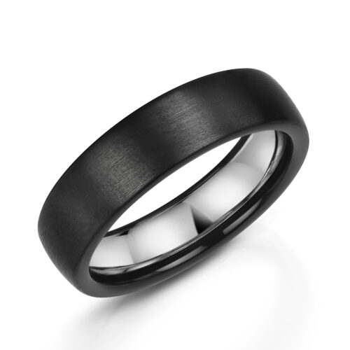 Brushed Zirconium Ring Silver Inlay