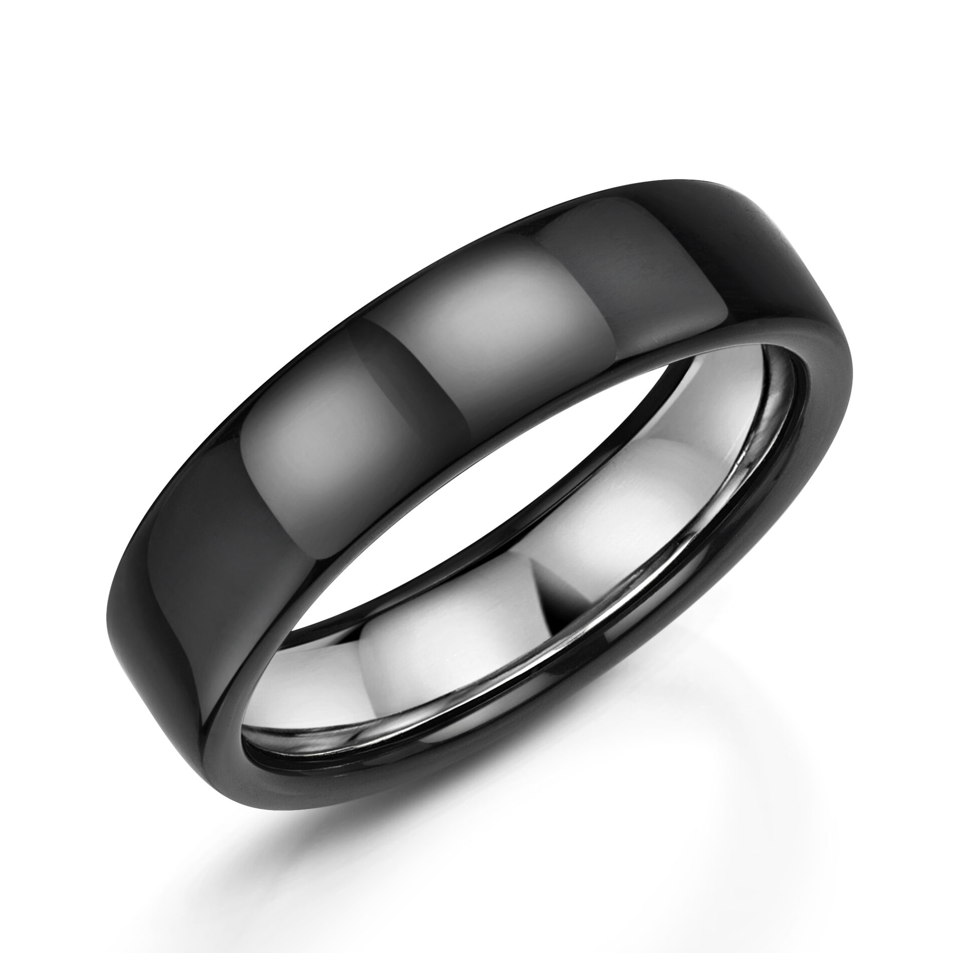 Highly Polished Zirconium Ring Silver Inlay
