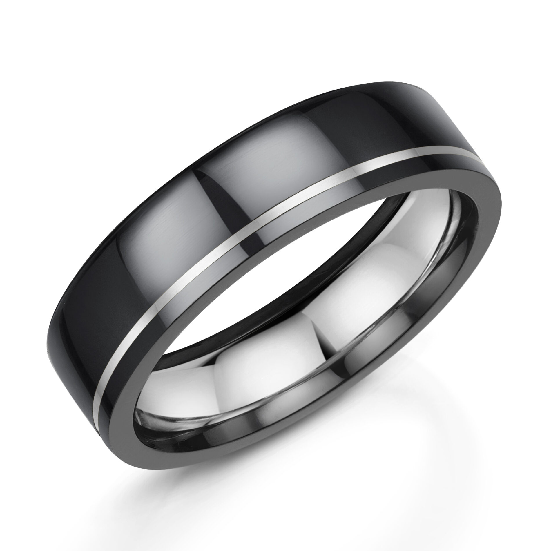 Zirconium Platinum Offset Inlay Centre Ring