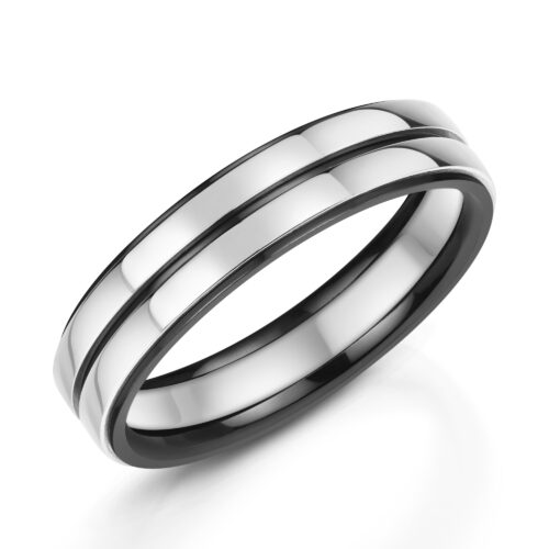 White Gold And Zirconium Banded Ring