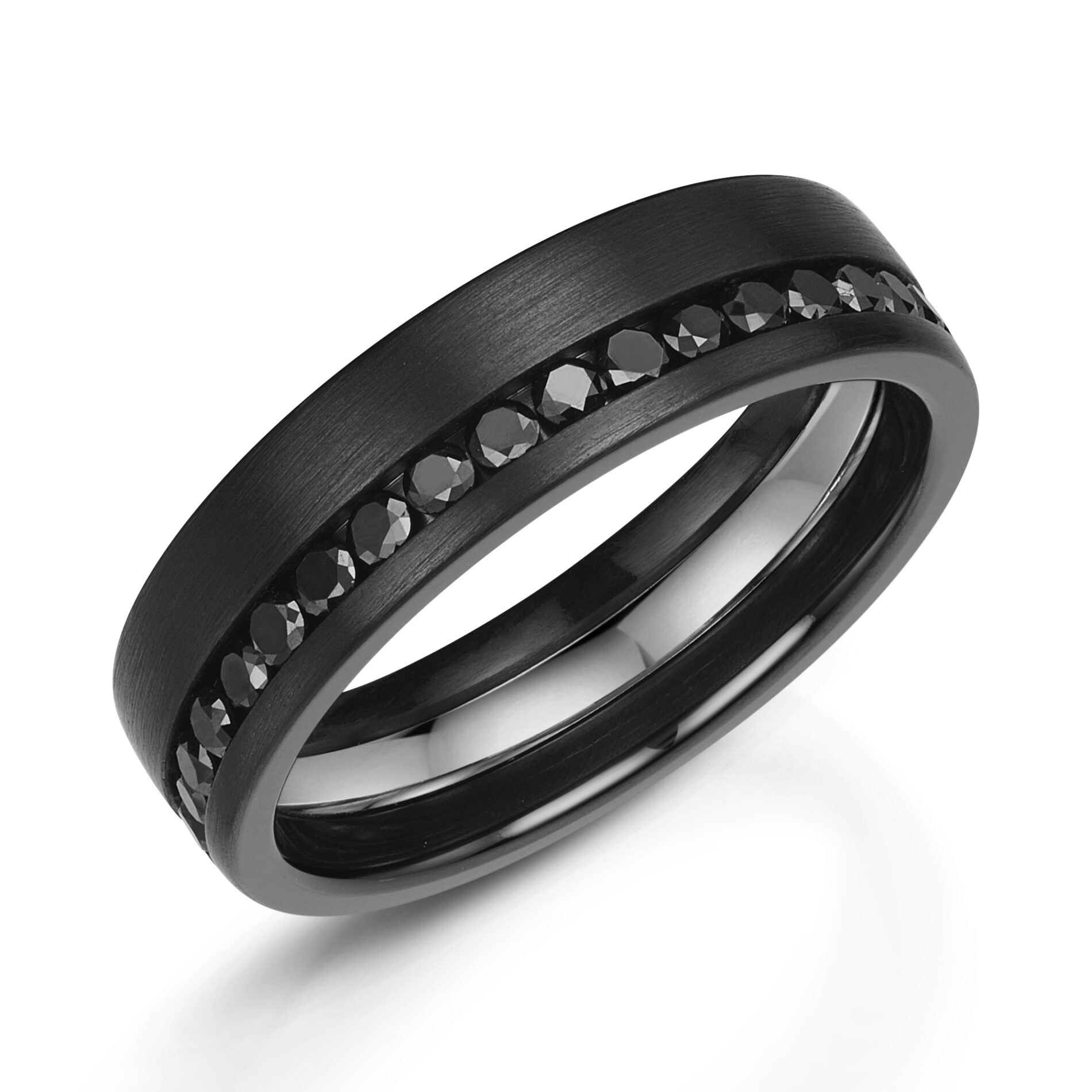 Zirconium & Offset Black Diamond Ring