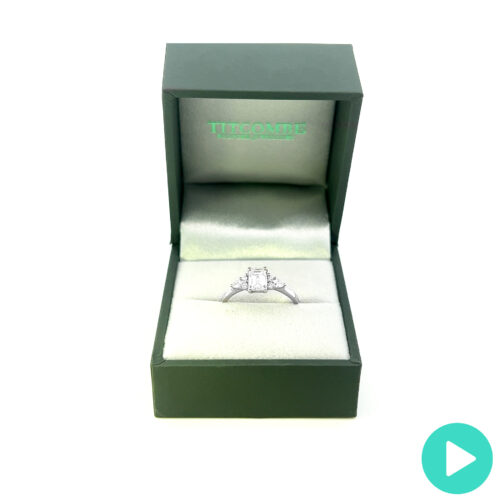 Adele Emerald Cut Diamond Ring Platinum