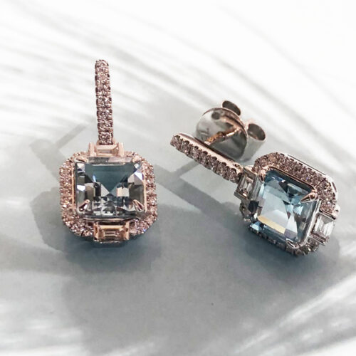 Aquamarine And Diamond White Gold Earrings