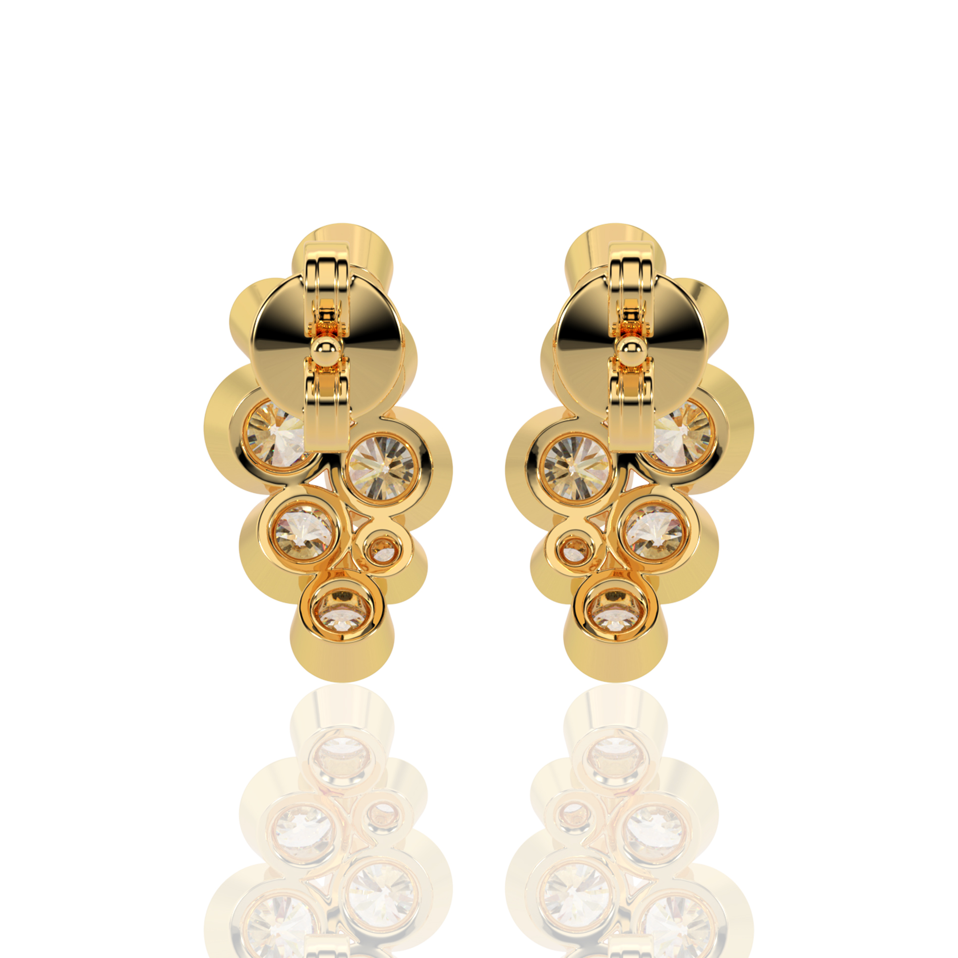Bubble Yellow Gold Earrings Diamond