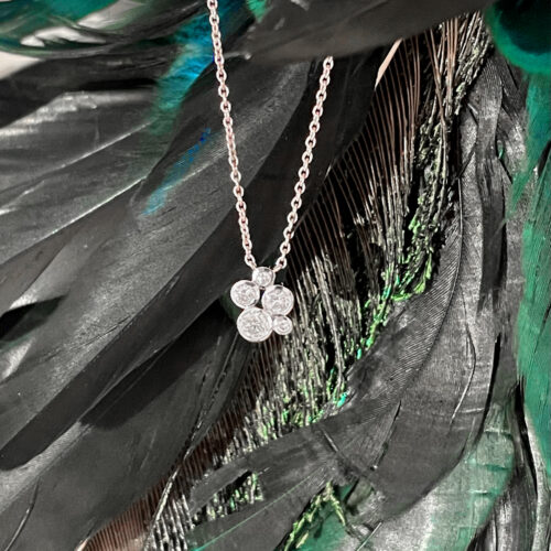 Diamond Cluster Bubble Pendant White Gold