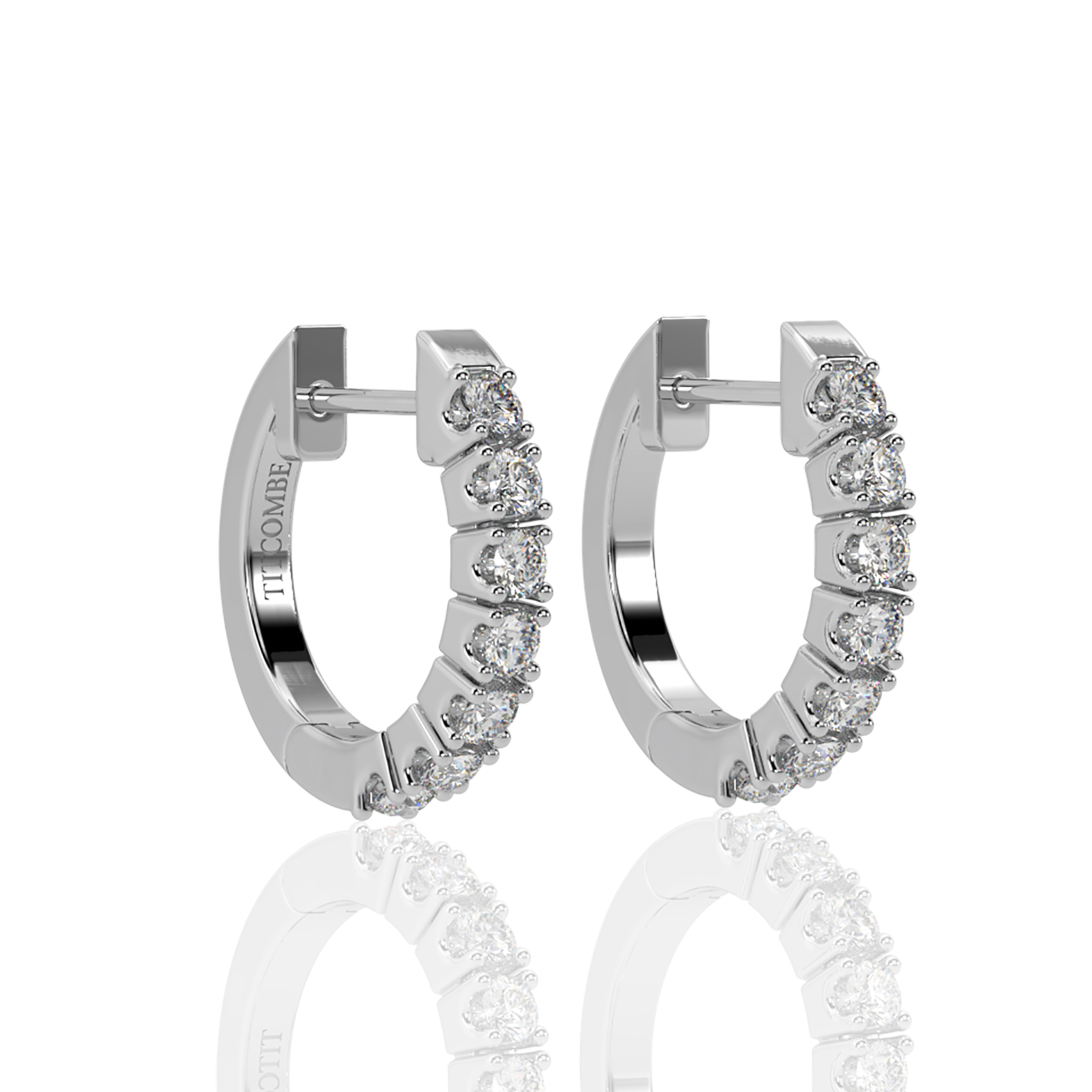 Claw Set Half Earrings White Gold