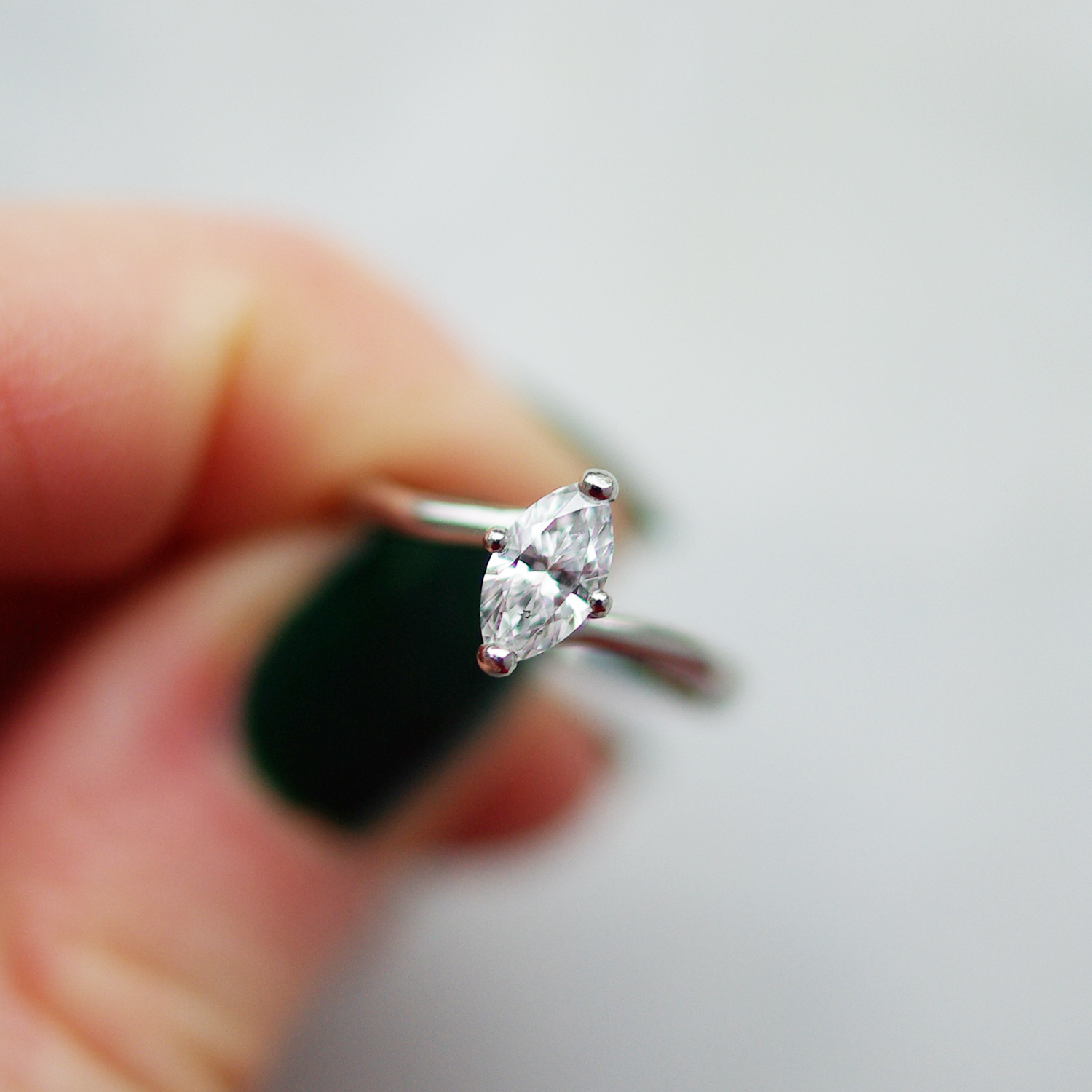 Marquise Diamond Four Claw Twist Setting Platinum Engagement Ring Elizabeth