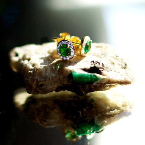 Emerald Earrings Cluster Studs