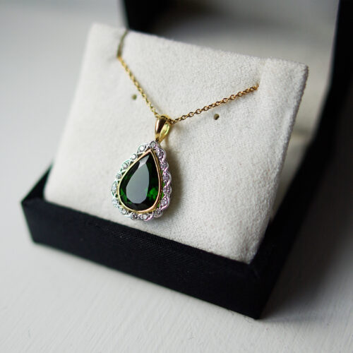 Pear Chrome Diopside Necklace