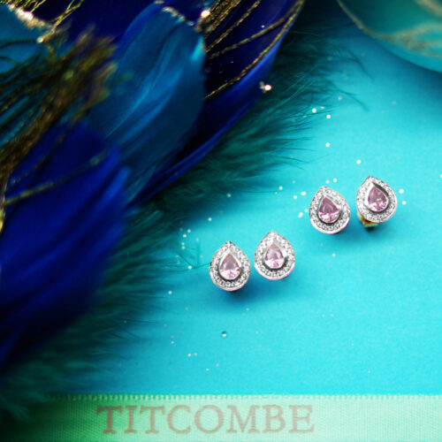 Pear Cut Sapphire Halo Earrings