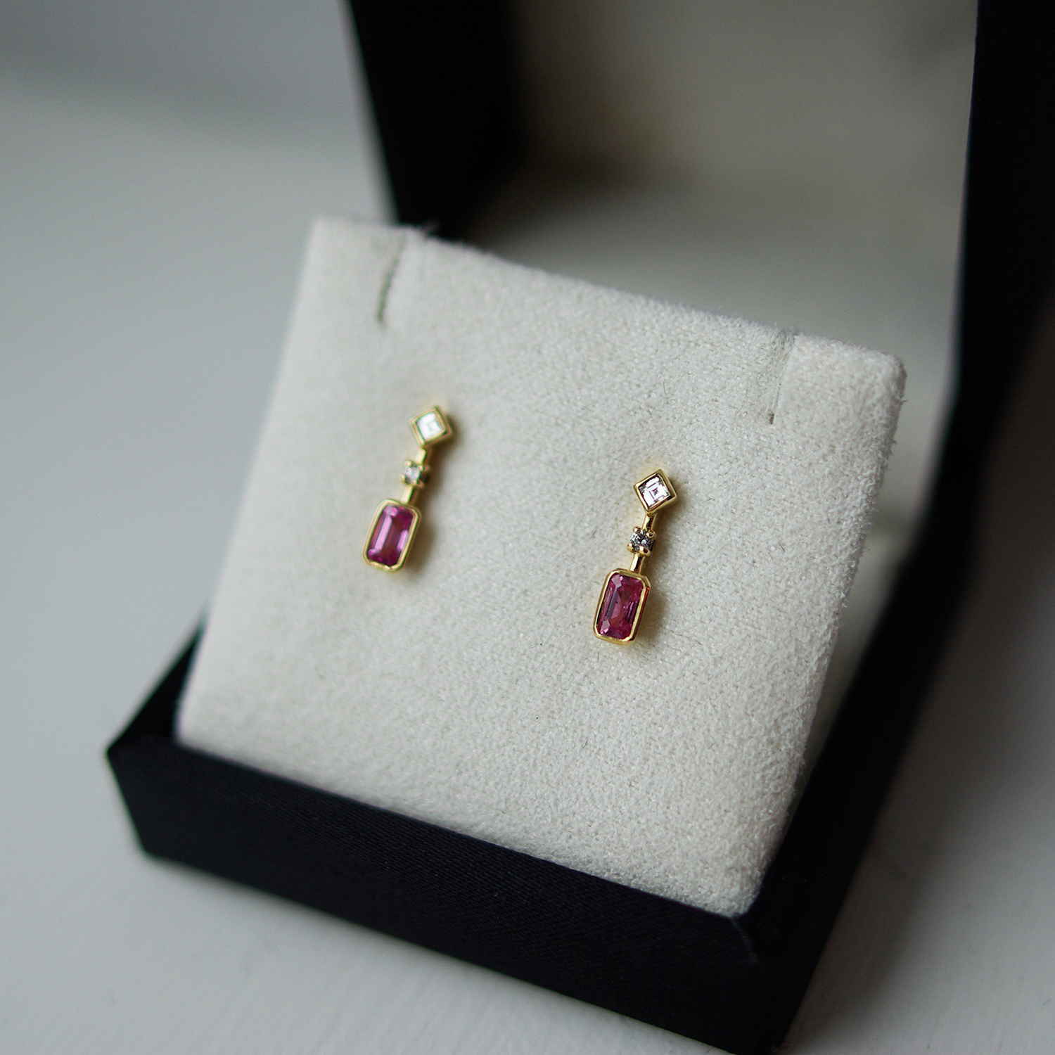 Pink Sapphire And Diamond Drop Earrings