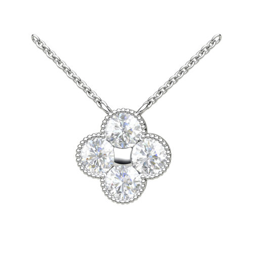 Platinum Quatrefoil Necklace With Diamond