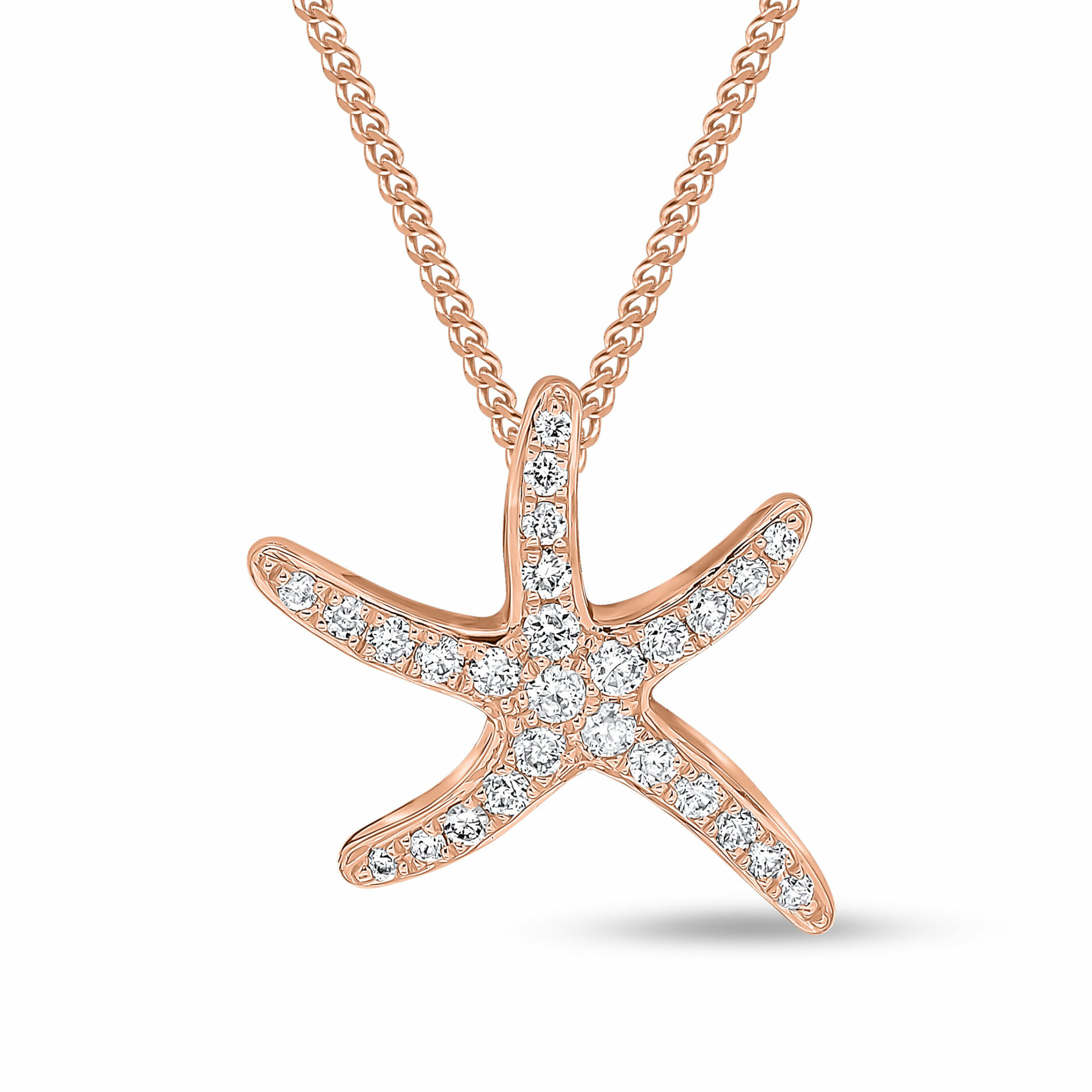 Rose Gold Diamond Set Starfish Pendant