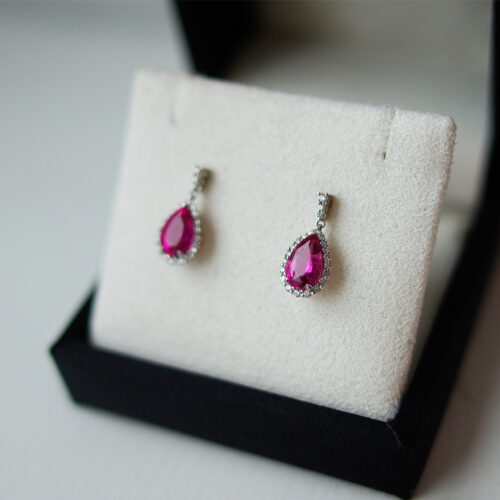 Rubellite & Diamond Drop Earrings