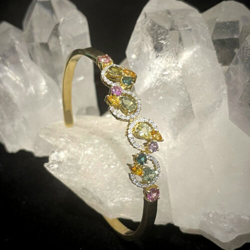 Assorted Sapphire Bangle Diamond Set Yellow gold