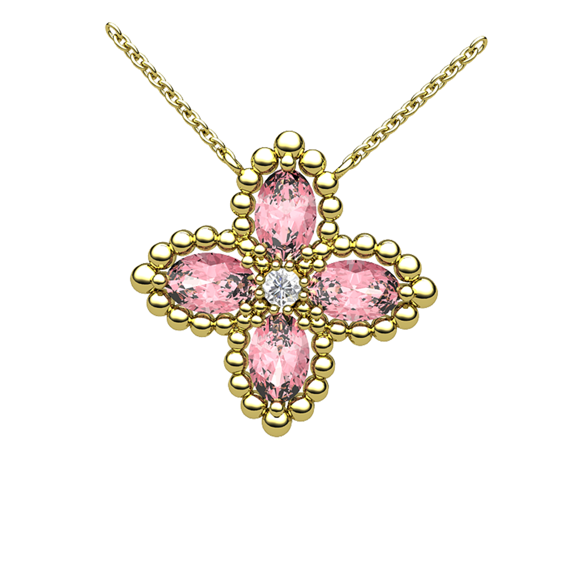 Pink Sapphire Marquise Rope Design Pendant
