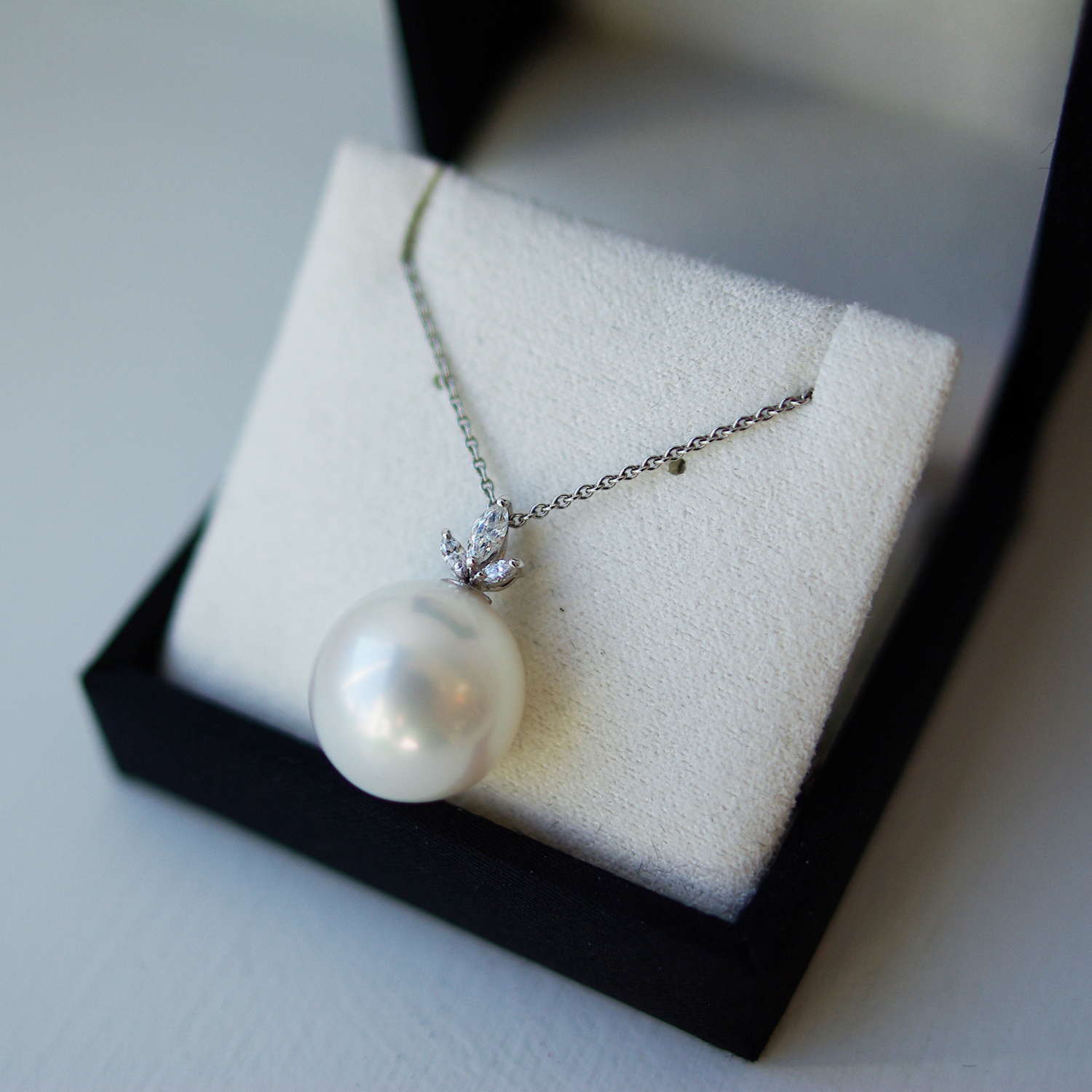 South Sea Pearl And Marquise Diamond Drop