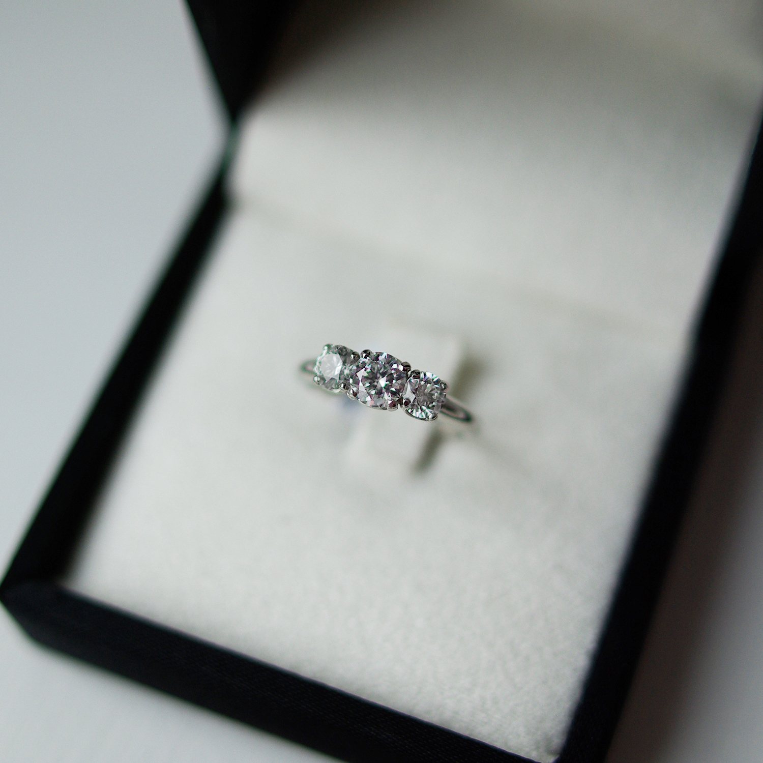 Trilogy Engagement Ring With Three Round Brilliant Cut Diamonds