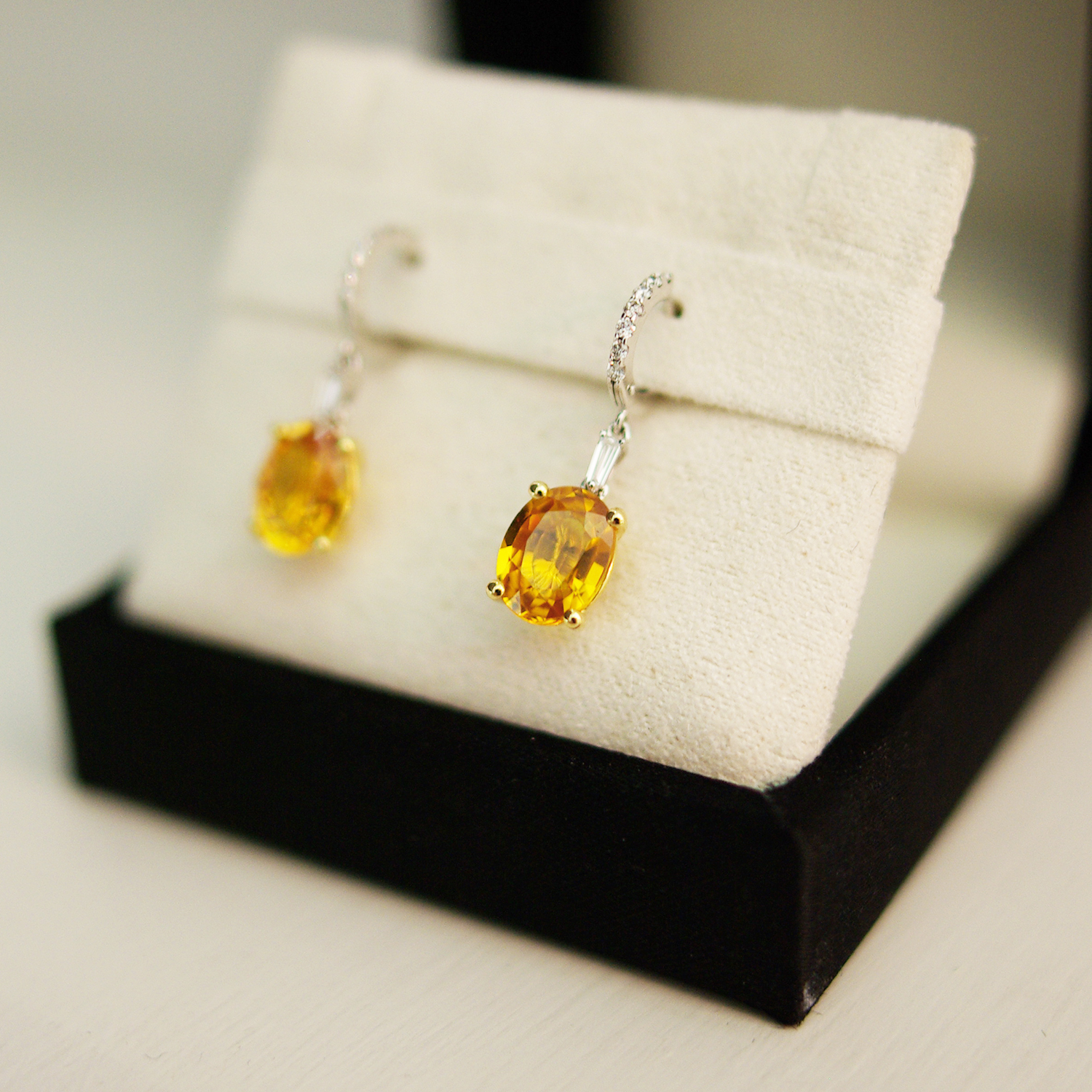 Yellow Sapphire And Diamond Drop Earrings